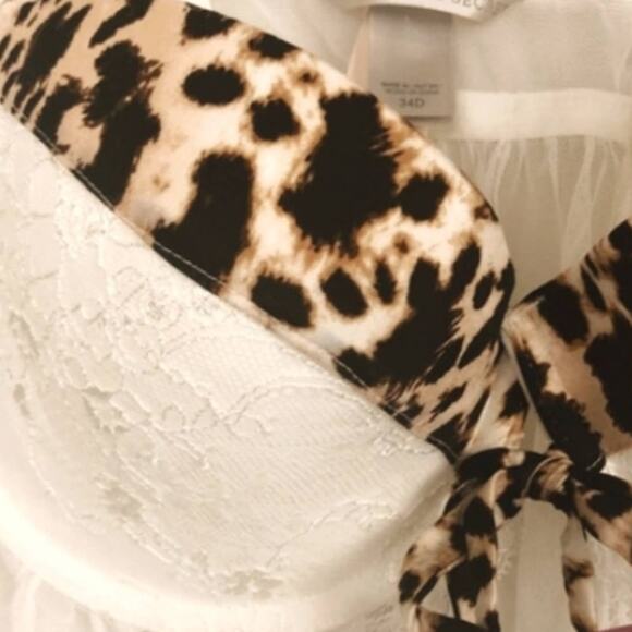 Rare Victoria's Secret Baby doll Lingerie 36B Sheer Leopard Print Pushup Padded - Picture 3 of 9